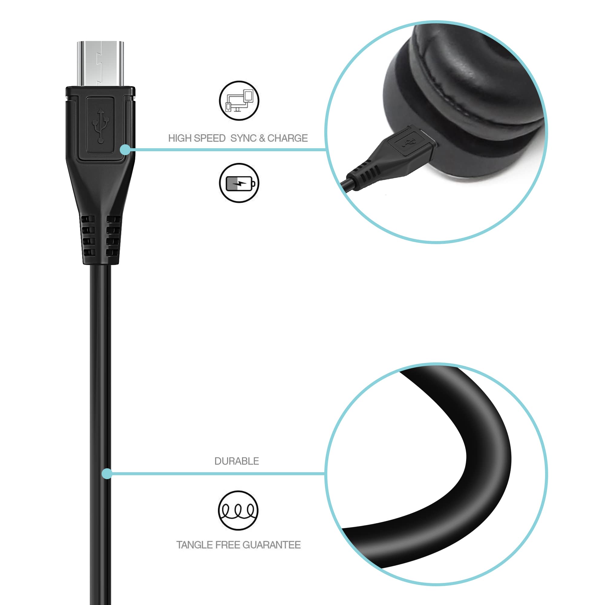 BlueParrott B350-XT Micro USB Charging Cable - Fast Charging & Data Sync for VXI B350XT Bluetooth Headset - Perfect for Truckers, Call Centers & Noisy Work Environments