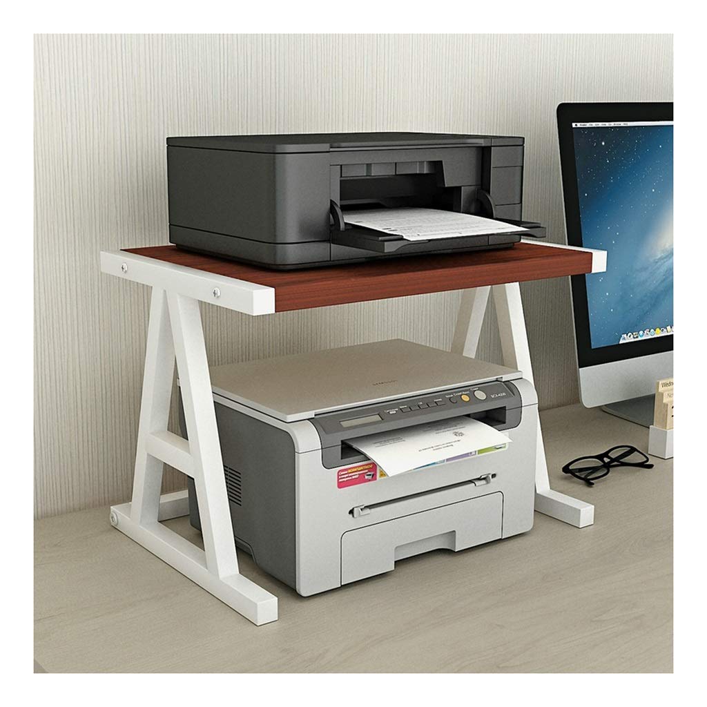 XXCCHH White Steel Printer Stand - 2-Tier Desktop Shelf for 3D Printers, Books & Office Supplies | Space-Saving Organizer for Home & Office Workspaces