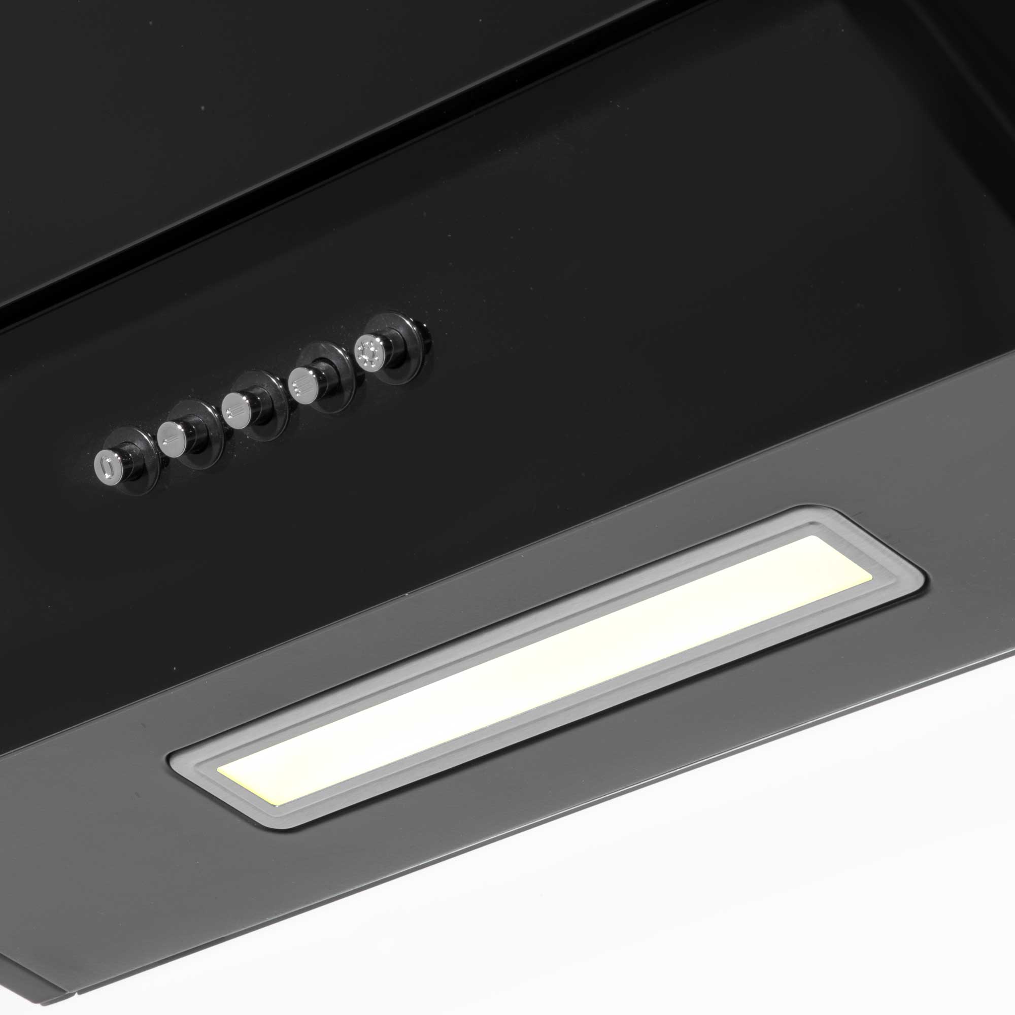 Baridi 60cm Angled Chimney Cooker Hood with Carbon Filters & LED Light - Black Glass Kitchen Extractor Fan - DH129 | Modern Ventilation for Home Cooking & Smoke Removal
