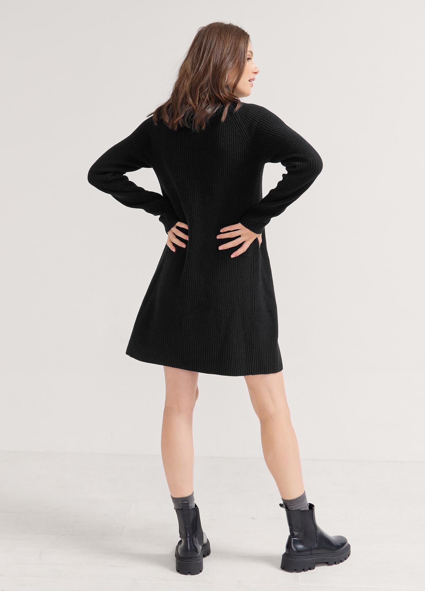 Irina Shaker Mini Sweater Dress for Women - Soft Knit Bodycon Dress with Long Sleeves - Perfect for Date Night, Office Wear & Fall Fashion