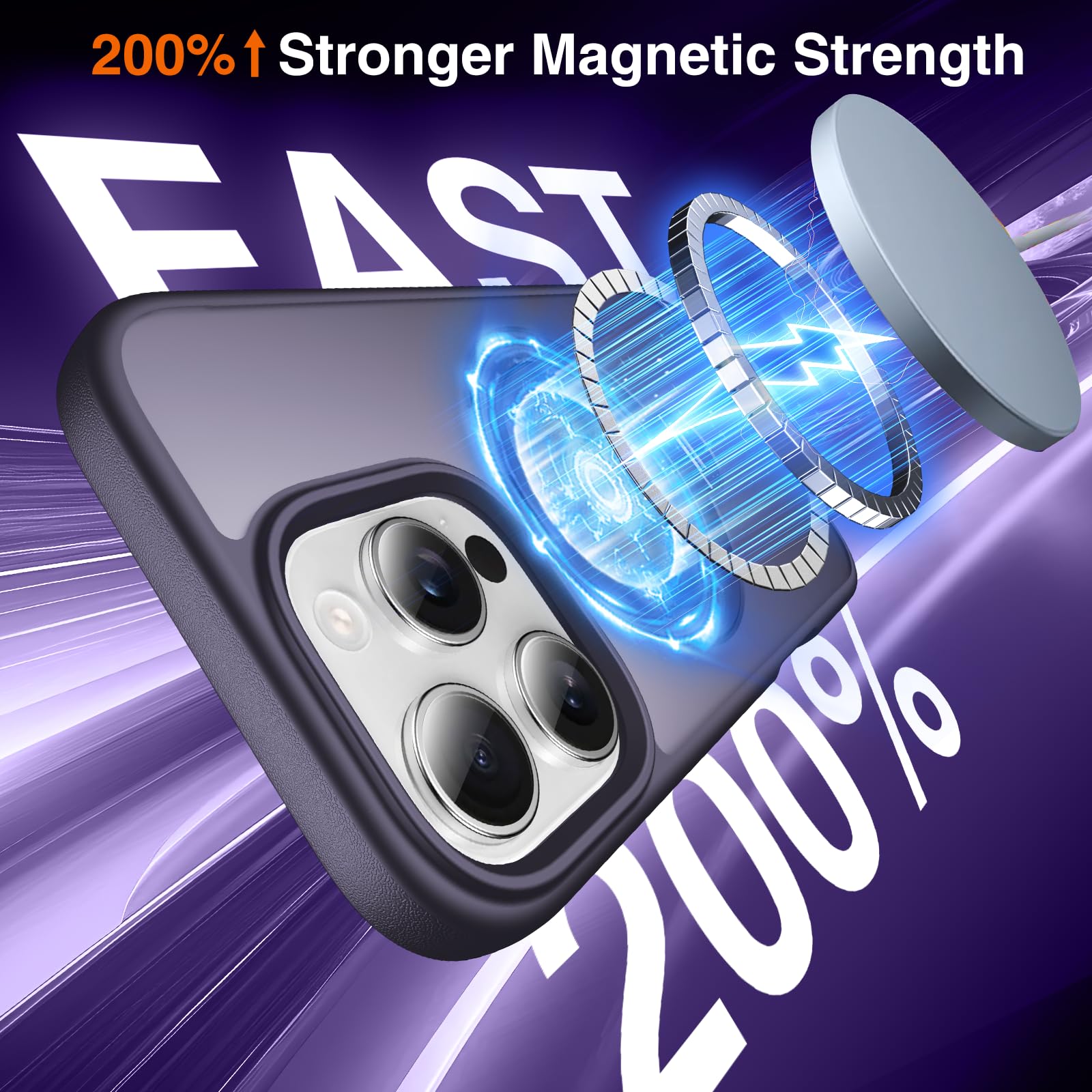 360° Magnetic O-Ring Stand Case for iPhone 13 Pro Max - Purple | Military Shockproof & MagSafe Compatible | Perfect for Hands-Free Viewing