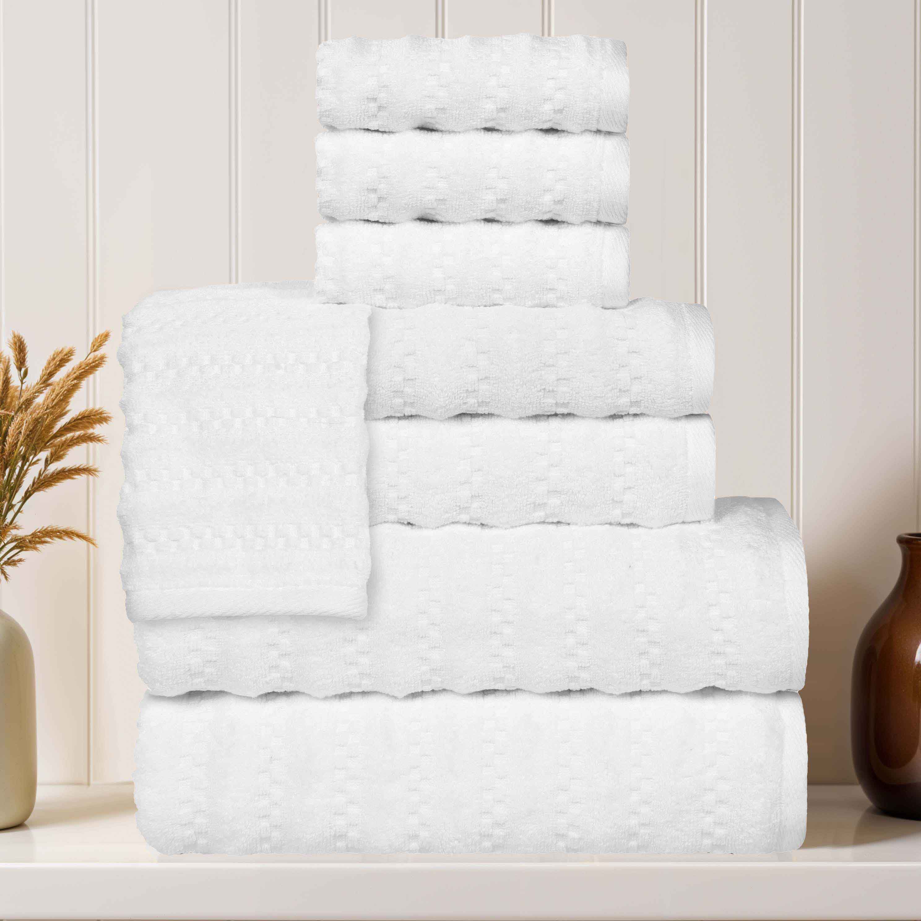 Zuma Zero Twist Cotton Medium Weight Soft Absorbent 8-Piece Bath Towel Set - Premium Luxury Towels for Spa, Gym, Beach & Guest Bathrooms