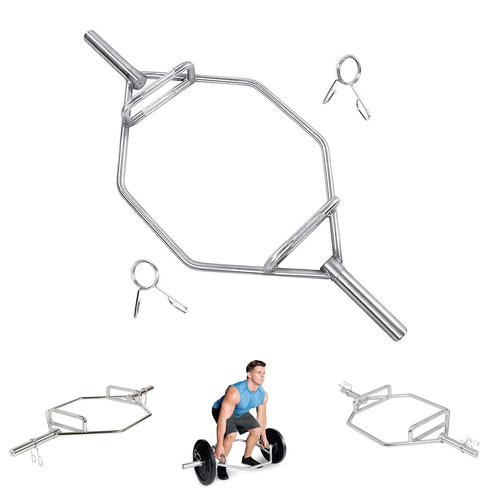 Xinqinghao 2 Inch Olympic Hex Trap Bar - 1000LB Capacity Weight Lifting Bar with Knurled Handles for Home Gym & Strength Training | Perfect for Deadlifts, Squats & Full-Body Workouts