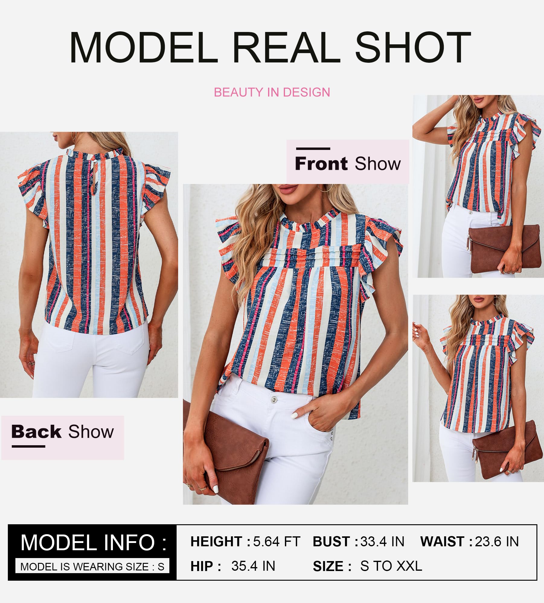 SHEWIN Women's Summer Crewneck Tank Tops - Casual Ruffle Sleeveless Blouse for Beach, Vacation & Everyday Wear | Lightweight Breathable Shirts