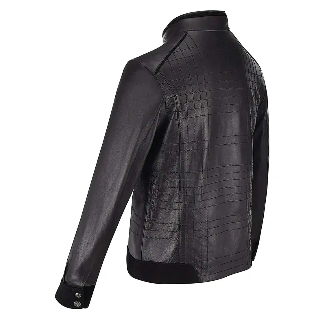 Cuadra Black Casual Fashion Quilted Ovine Leather Jacket for Men - Stylish Winter Coat for Outdoor & Daily Wear