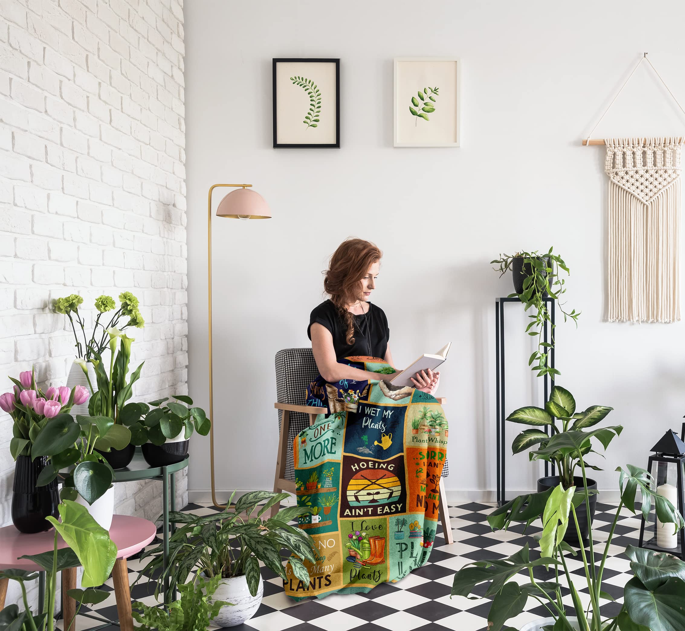 60”x50” Cozy Plant Lover Blanket - Perfect Gardening Gift for Women, Plant Enthusiasts & Gardeners - Ideal for Indoor Relaxation, Outdoor Picnics & Plant-Themed Decor