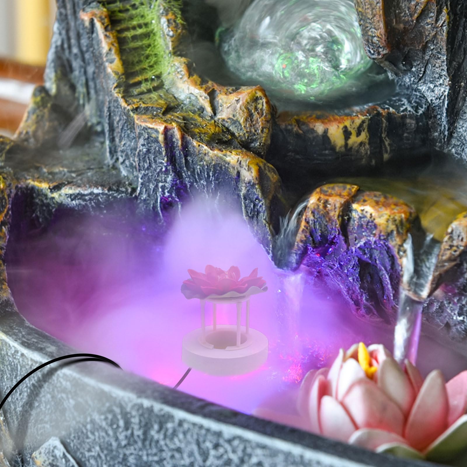 4 Sets Ultrasonic Mist Maker Fogger with LED Lights - Halloween Water Fountain Pond Fogger, Aluminum Humidifier for Indoor/Outdoor Use in Rockery, Vase, Birdbath & Home Decor