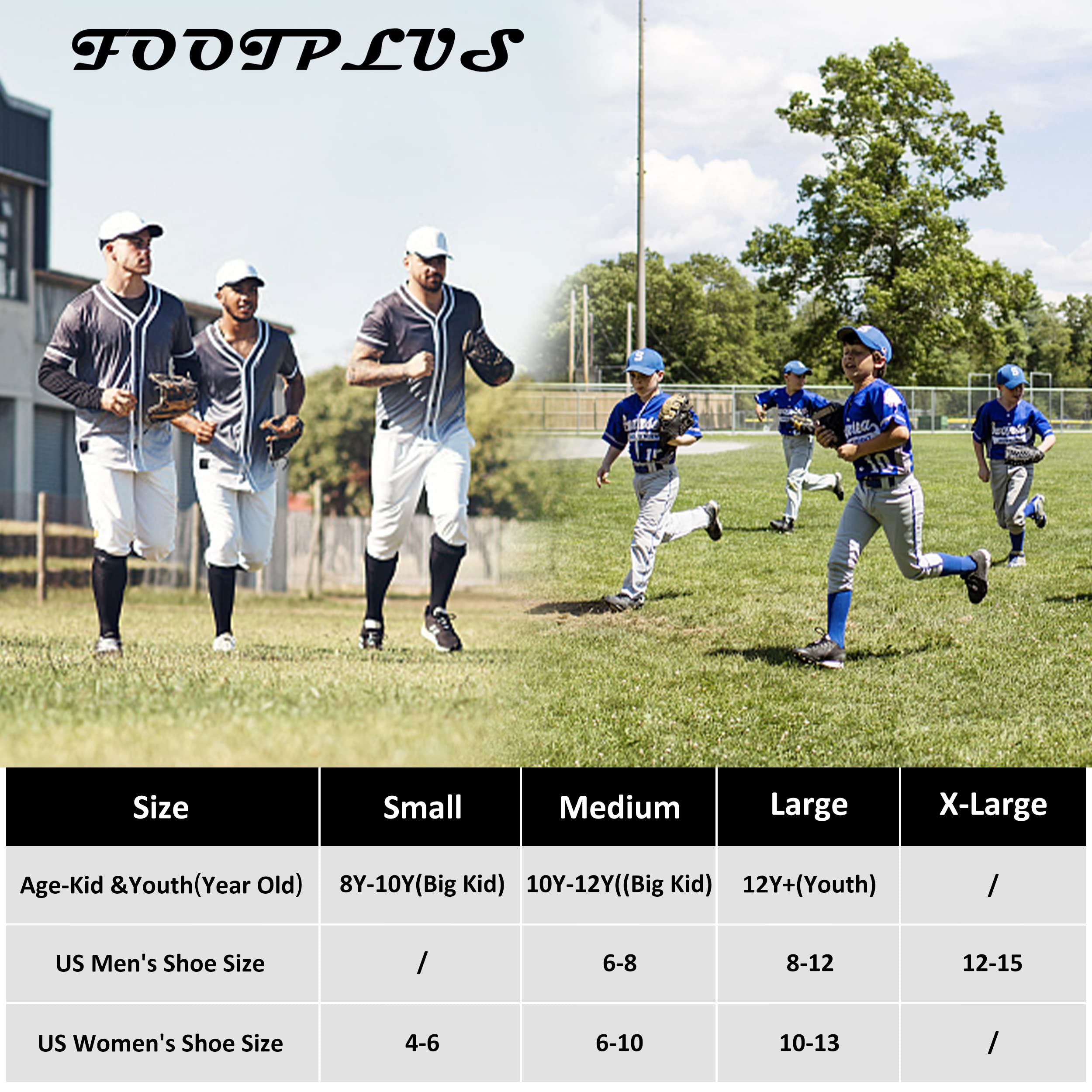 FOOTPLUS Unisex Over Knee High Baseball Softball Socks - Solid Color Sports Socks for Rugby, Soccer & Homecoming - Perfect for Training, Games & Team Events