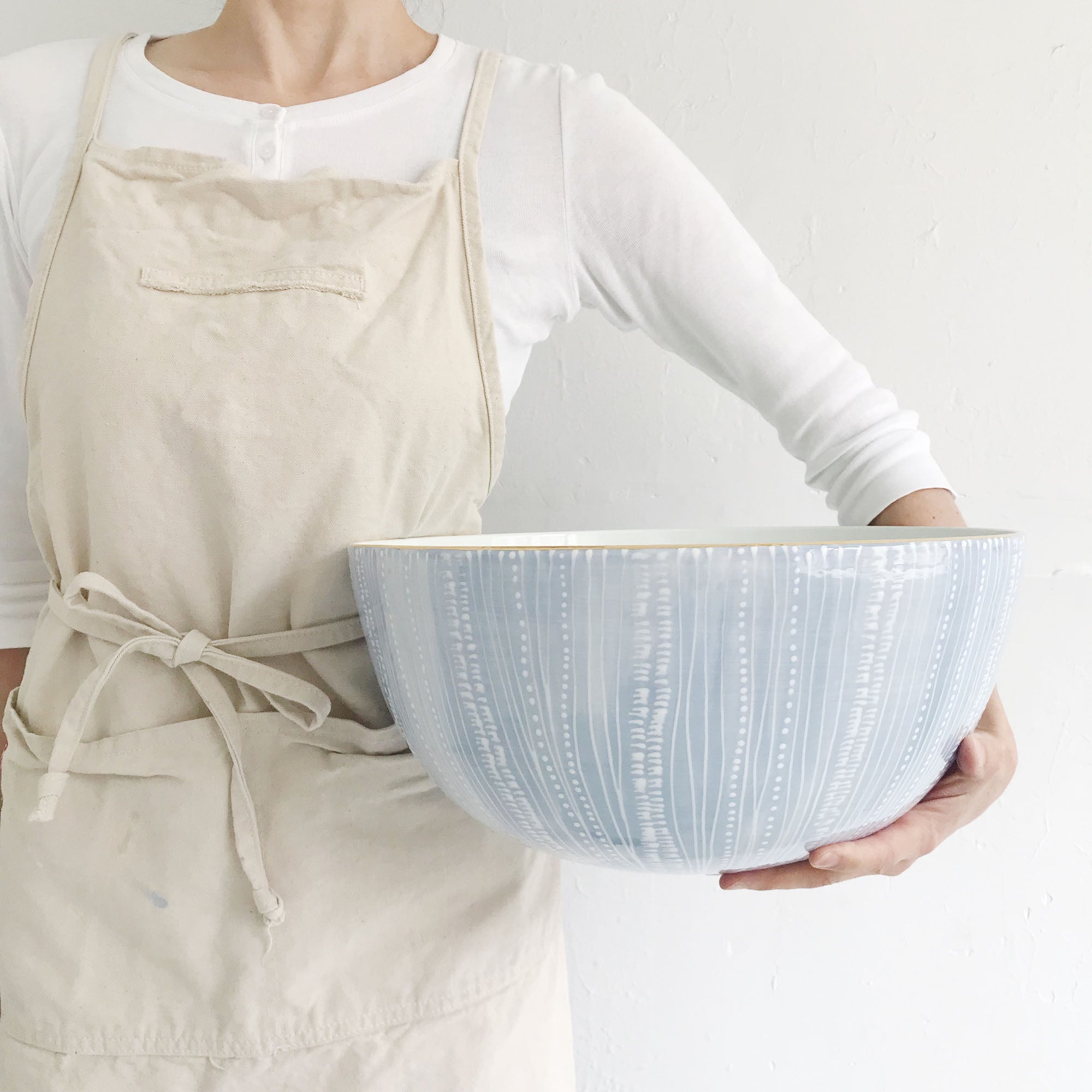 Calypso Mondo Bowl - Large Handmade Ceramic Serving Bowl in Tidepool Blue - Perfect for Salads, Pasta, Fruit Display & Home Decor