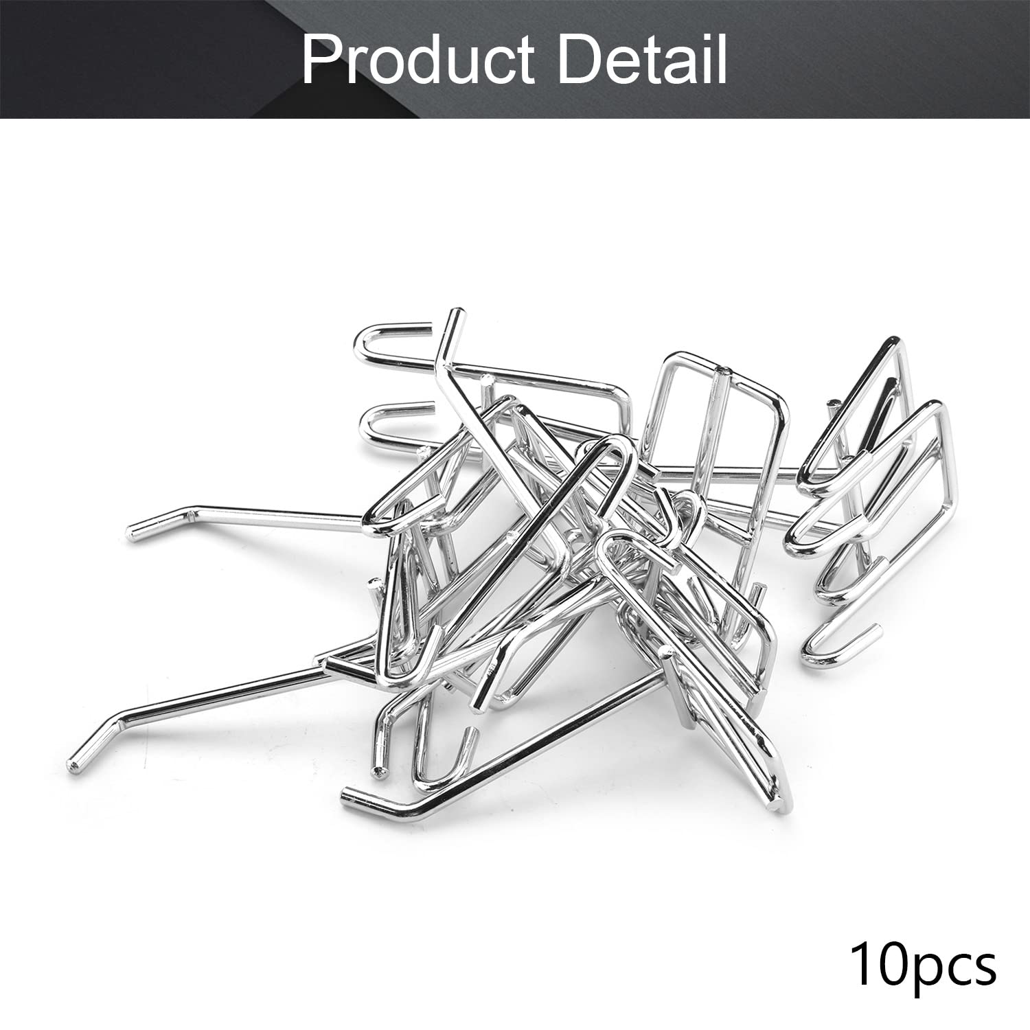 MroMax Pegboard Hooks 10Pcs - Silver Grid Wall Hooks for Supermarket Display, Retail Organization & Garage Storage - Heavy Duty Pegboard Accessories for Tool Organization, Retail Merchandising & Home Storage Solutions