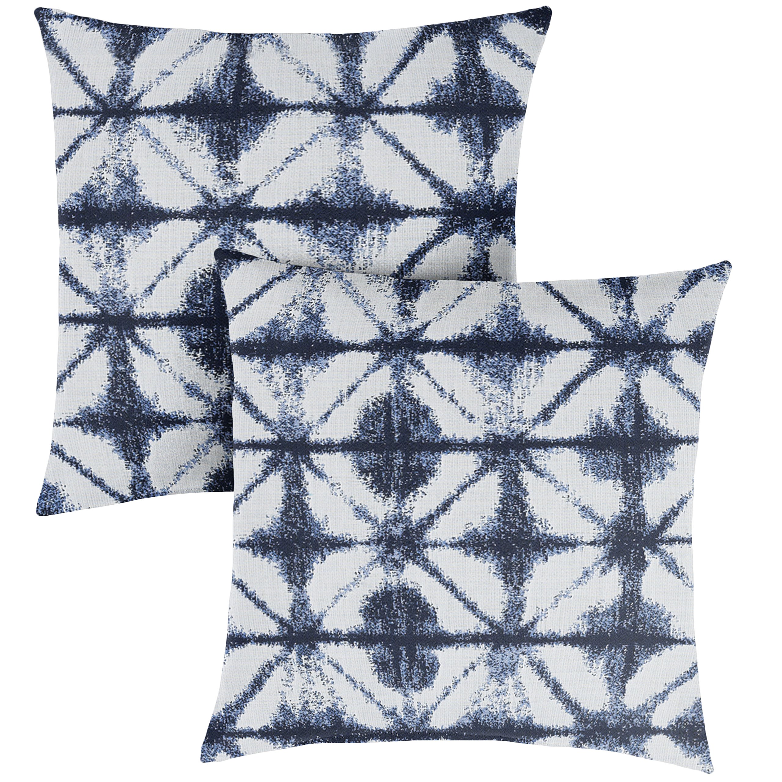 Mozaic Company 16x16 Inch Indoor Outdoor Square Throw Pillows Set of 2 - Navy Blue & White Sunbrella Fabric - Perfect for Patio Furniture, Sofa & Poolside Lounge