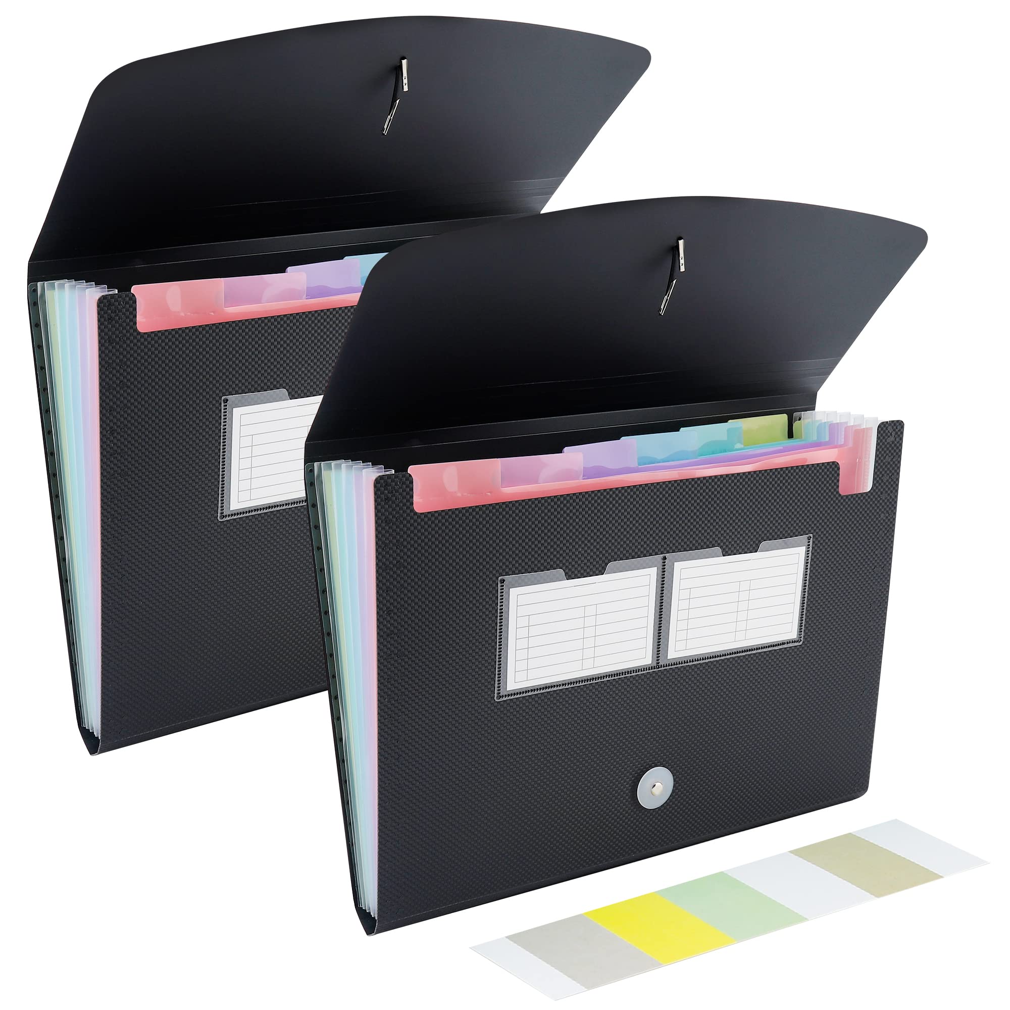 Maimis 2-Pack Accordion File Organizer with 7 Expandable Pockets & Labels - A4 Letter Size Document Storage for Receipts, Papers - Portable Expanding File Folder for Classroom, Home, Office, School & Travel Organization
