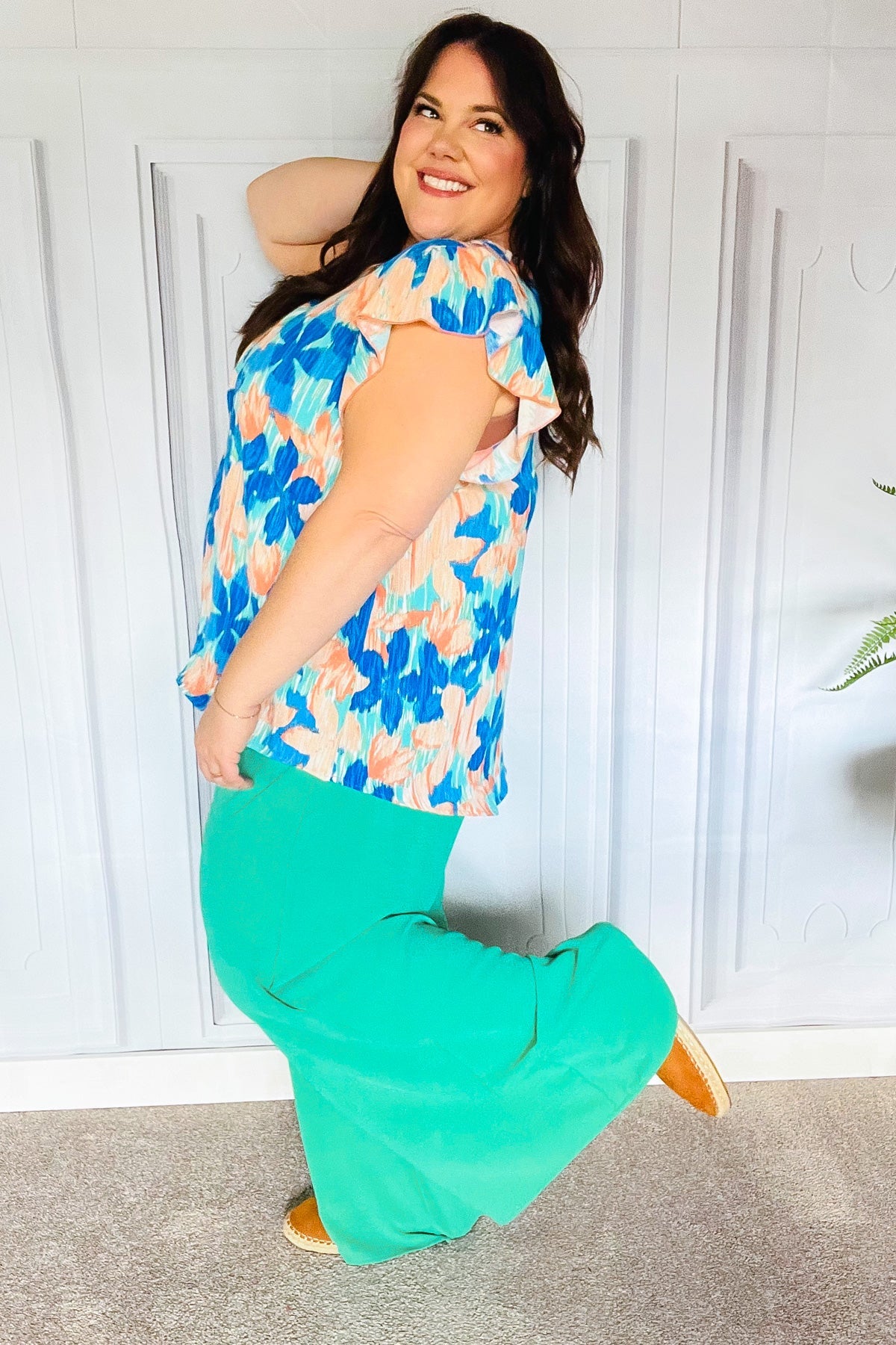Just Dreaming Emerald Green Smocked Waist Palazzo Pants for Women - Comfortable Wide Leg Lounge Pants for Yoga, Travel & Casual Wear