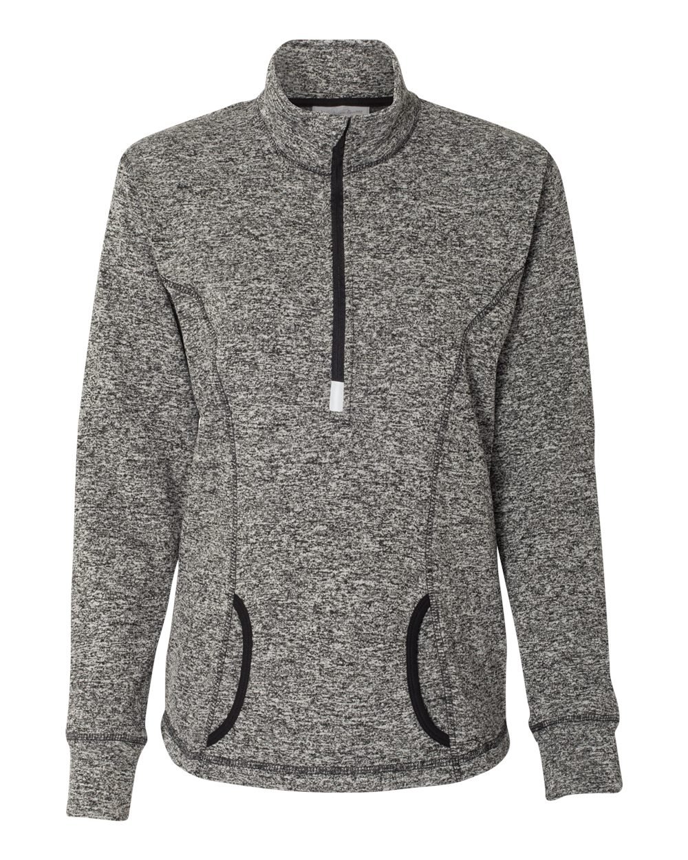 J America Ladies' Cosmic Fleece Quarter-Zip Pullover - XL Size in Charcoal & Fire Coral Colors | Warm & Stylish Women's Fleece Top for Outdoor Activities, Casual Wear & Layering