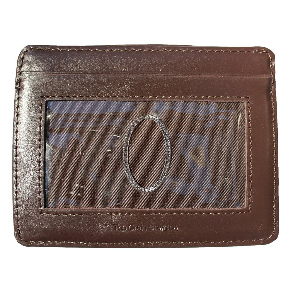 Big Skinny Open Sided Leather Card Wallet for Men & Women - Slim RFID Blocking Wallet Holds 9 Credit Cards - Premium Brown Leather Minimalist Wallet for Everyday Use, Travel & Business