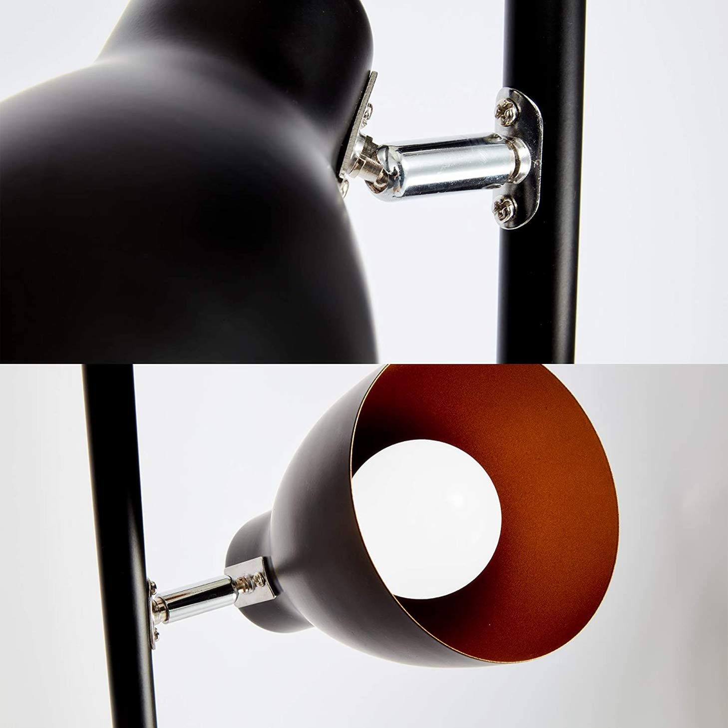 Adjustable Retro Industrial Floor Lamp - 3 Light Tree Design with E27 Socket (Max 25W), 166cm Height in Black/Gold - Perfect for Reading, Living Room, Bedroom & Office Lighting