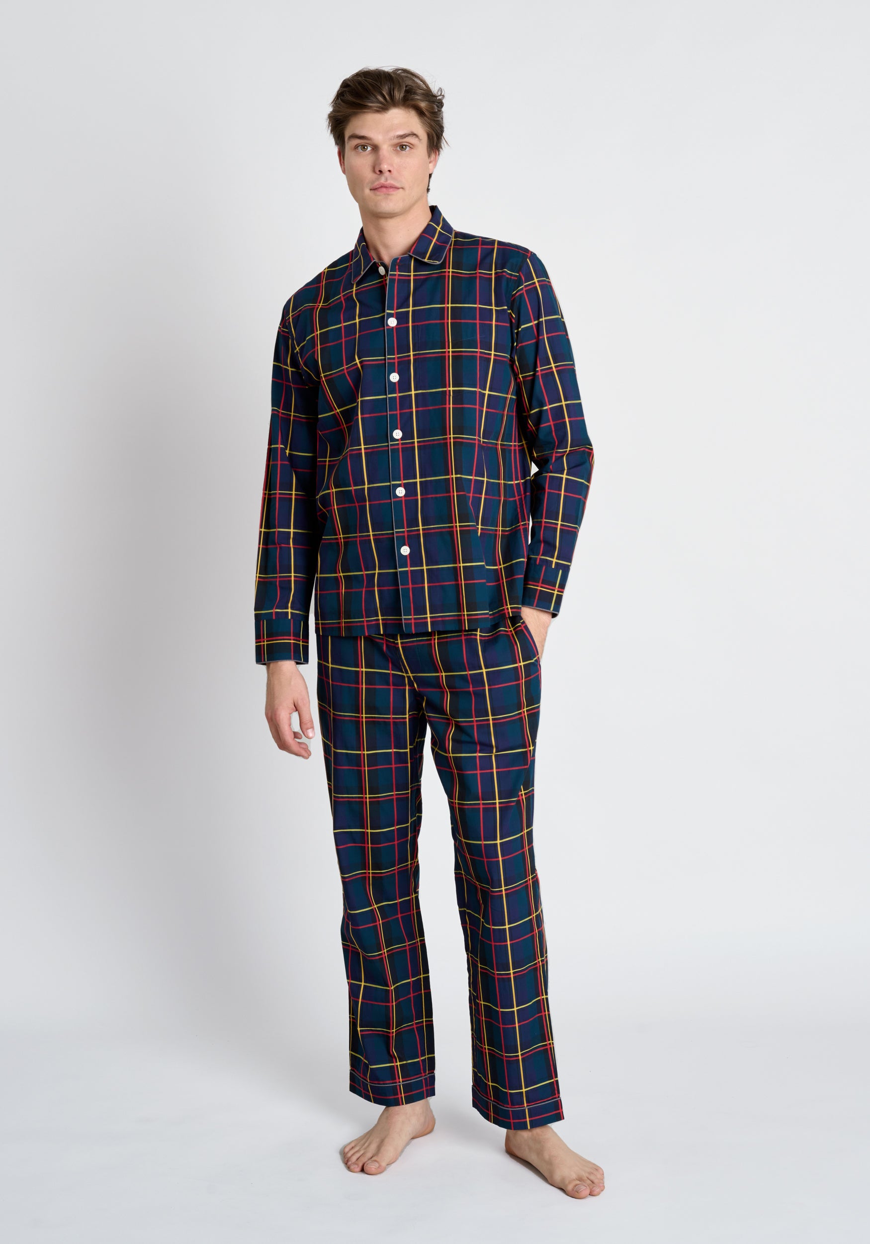 Henry Sateen Holiday Plaid Pajama Set for Women - Cozy Christmas Sleepwear for Winter Nights & Family Gatherings