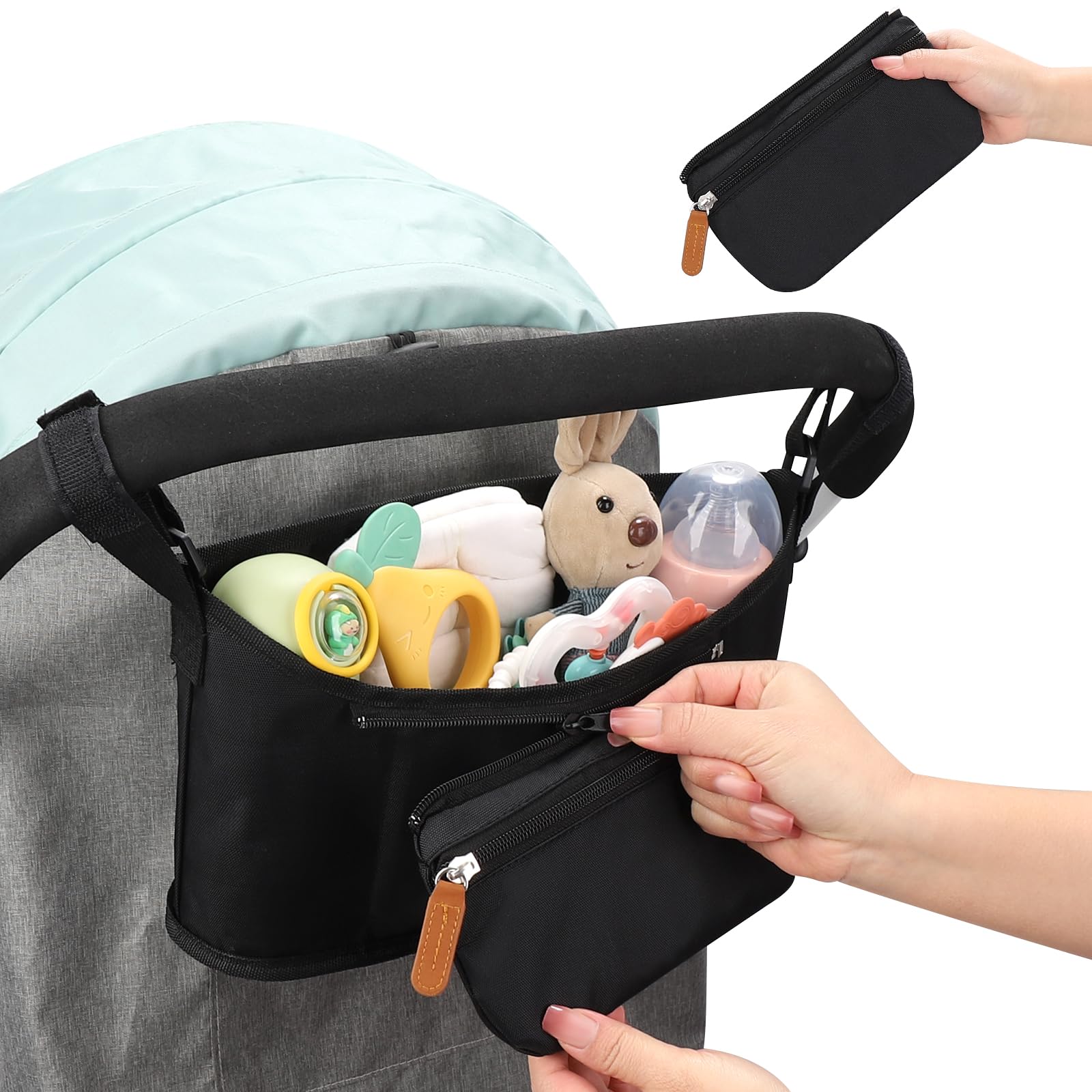 Accmor Universal Stroller Organizer with Detachable Phone Pouch - Stroller Caddy Organizer for Uppababy, Baby Jogger, Nuna, Doona, Britax - Perfect for Diapers, Bottles & Essentials on the Go