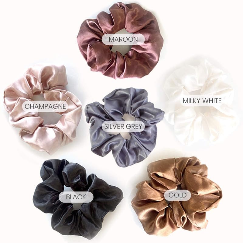 12-Piece Satin Scrunchies Hair Bands Set - Soft Ponytail Holders for Women & Girls (Multicolor) - Perfect for Workouts, Sleep, and Everyday Styling