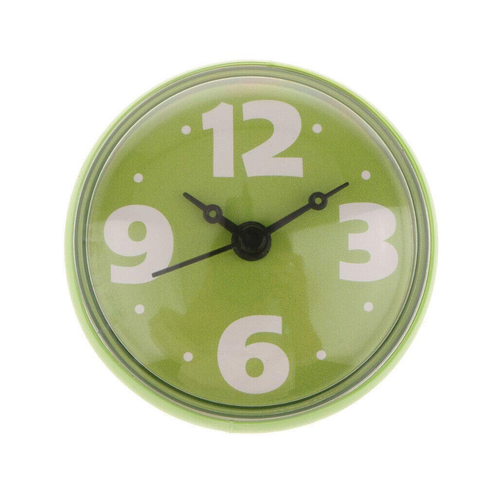 Waterproof Silicone Suction Cup Wall Clock Timer - Bathroom, Shower, Kitchen Decor - Green - Perfect for Home, Office, and Outdoor Use