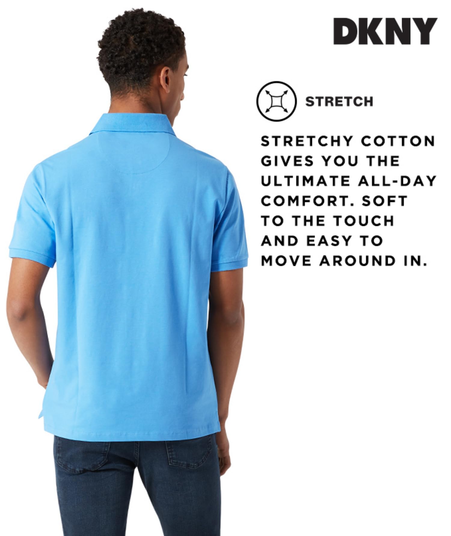 DKNY Men's Polo Shirts - Soft Stretch Cotton Casual Shirt | Modern Fit Short Sleeve Polo for Men | Perfect for Office, Golf & Summer Outings
