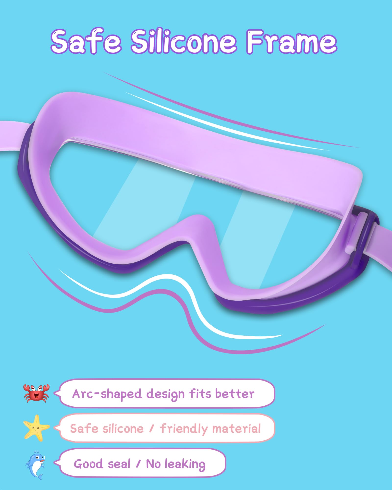 2 Pack Kids Swimming Goggles for Boys & Girls Ages 3-15, Wide Vision Anti-Fog UV Protection Waterproof - Perfect for Pool, Beach, and Swim Lessons