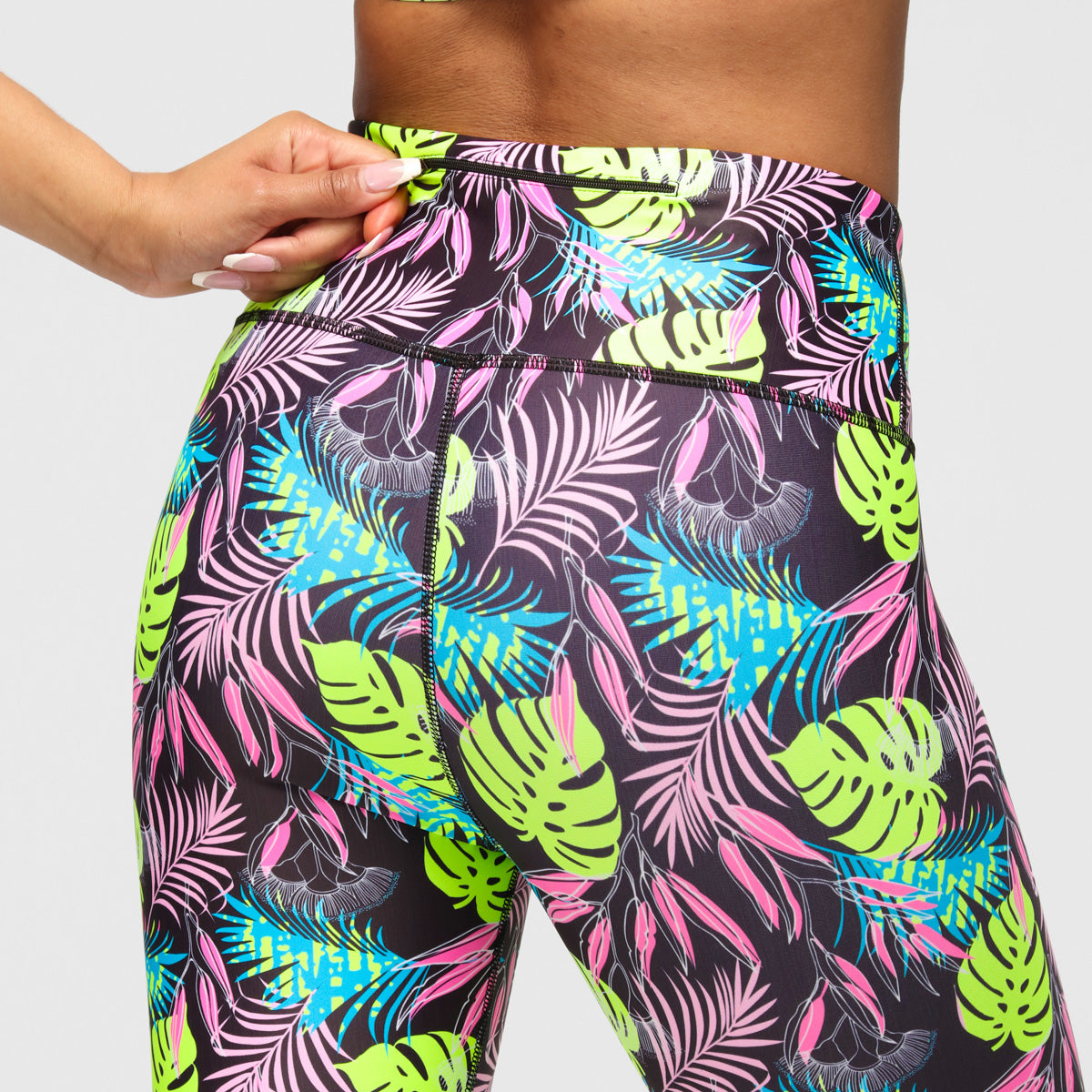 Twilight Palm Capri Pants - Women's Lightweight Casual Yoga Capris for Workout, Lounge & Travel - Comfortable Stretchy High Waist Leggings for Running, Gym & Everyday Wear