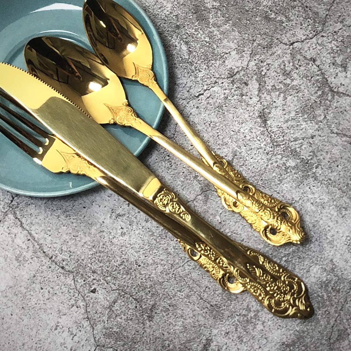 Premium Gugrida 4-Piece 304 Stainless Steel Flatware Set - Gold & Silver Mirror Finish Cutlery for Home, Restaurant, Wedding & Party - Dishwasher Safe Utensils - Perfect for Fine Dining, Gifts & Special Occasions