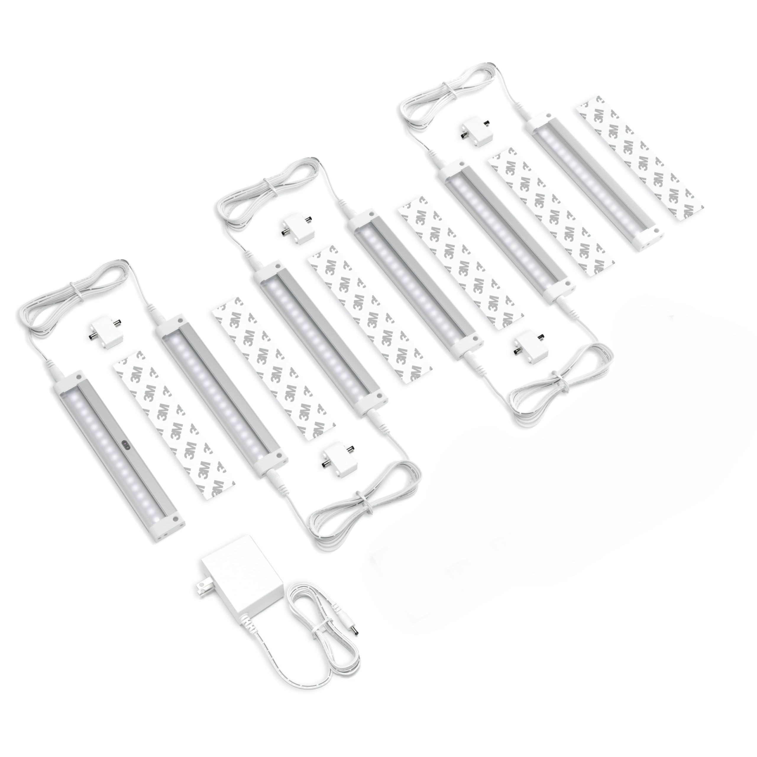 EShine 6-Pack 7-Inch Under Cabinet LED Lighting Kit - Hand Wave Activated, Dimmable Touchless Control - Cool White (6000K) - Perfect for Kitchen Countertops, Garage Workbenches, Office Desks & Home Decor Lighting