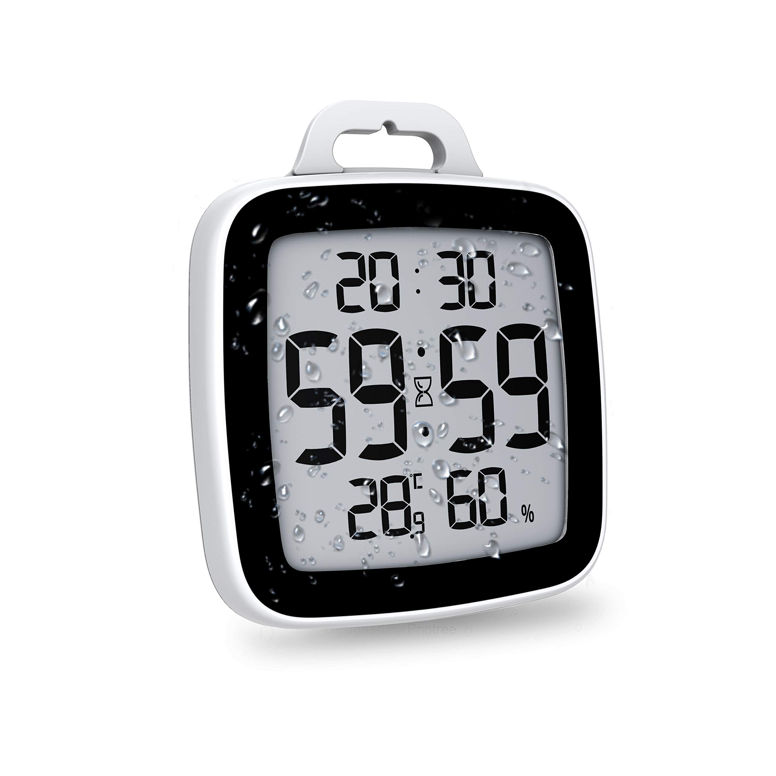 BALDR Digital Bathroom Clock with Timer - Waterproof Shower Clock with Time & Temperature Display - Ideal for Kids and Adults - Perfect for Bathroom, Gym, Pool & Spa (Black)