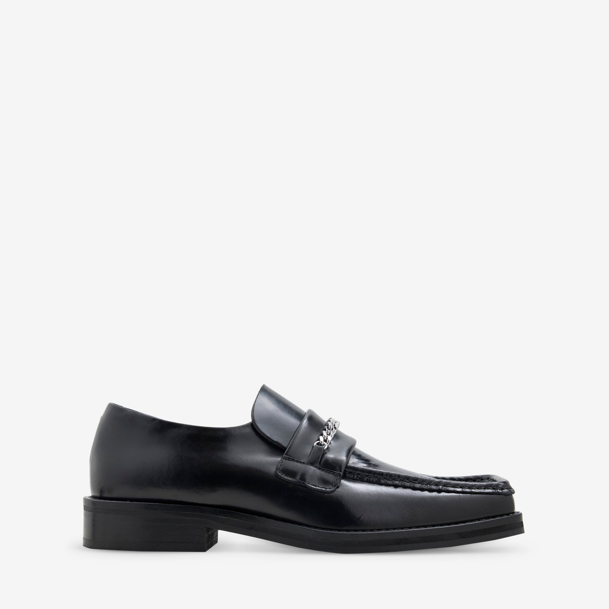 Black Square Toe Loafers for Men - Comfortable Slip-On Dress Shoes for Business, Office & Casual Wear