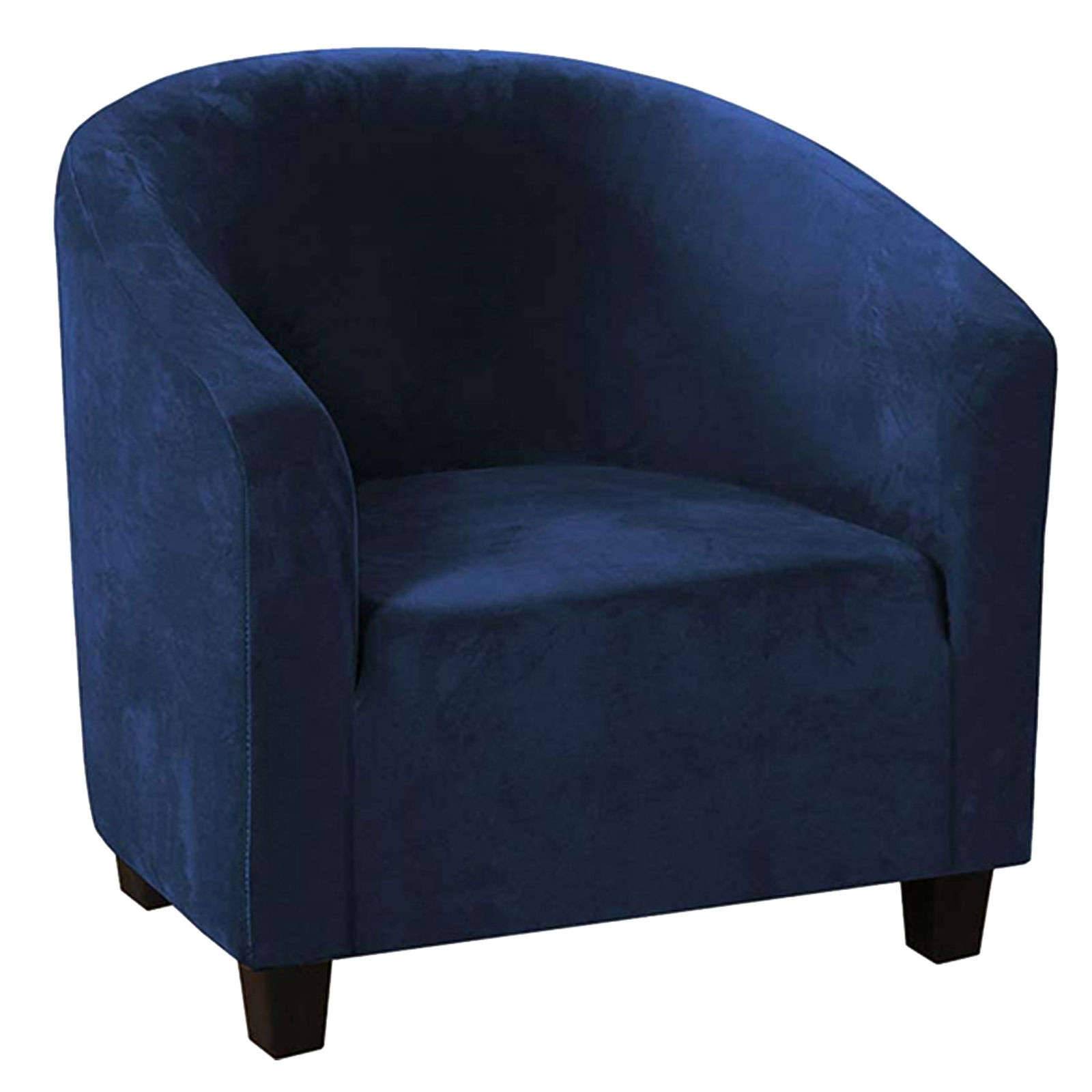 JHLD Stretch Velvet Slipcover for Club Chairs & Sofas - Soft, Non-Slip, Washable Fabric Cover (1-Piece, Navy Blue) - Perfect for Living Room, Bar, and Lounge Furniture Protection