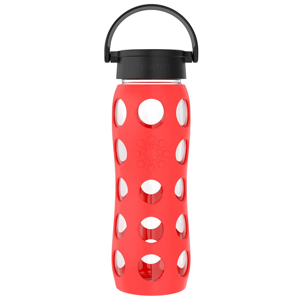 Lifactory 16oz (475ml) Glass Water Bottle - BPA-Free, Leak-Proof, Eco-Friendly Reusable Bottle for Gym, Hiking, Office & Travel