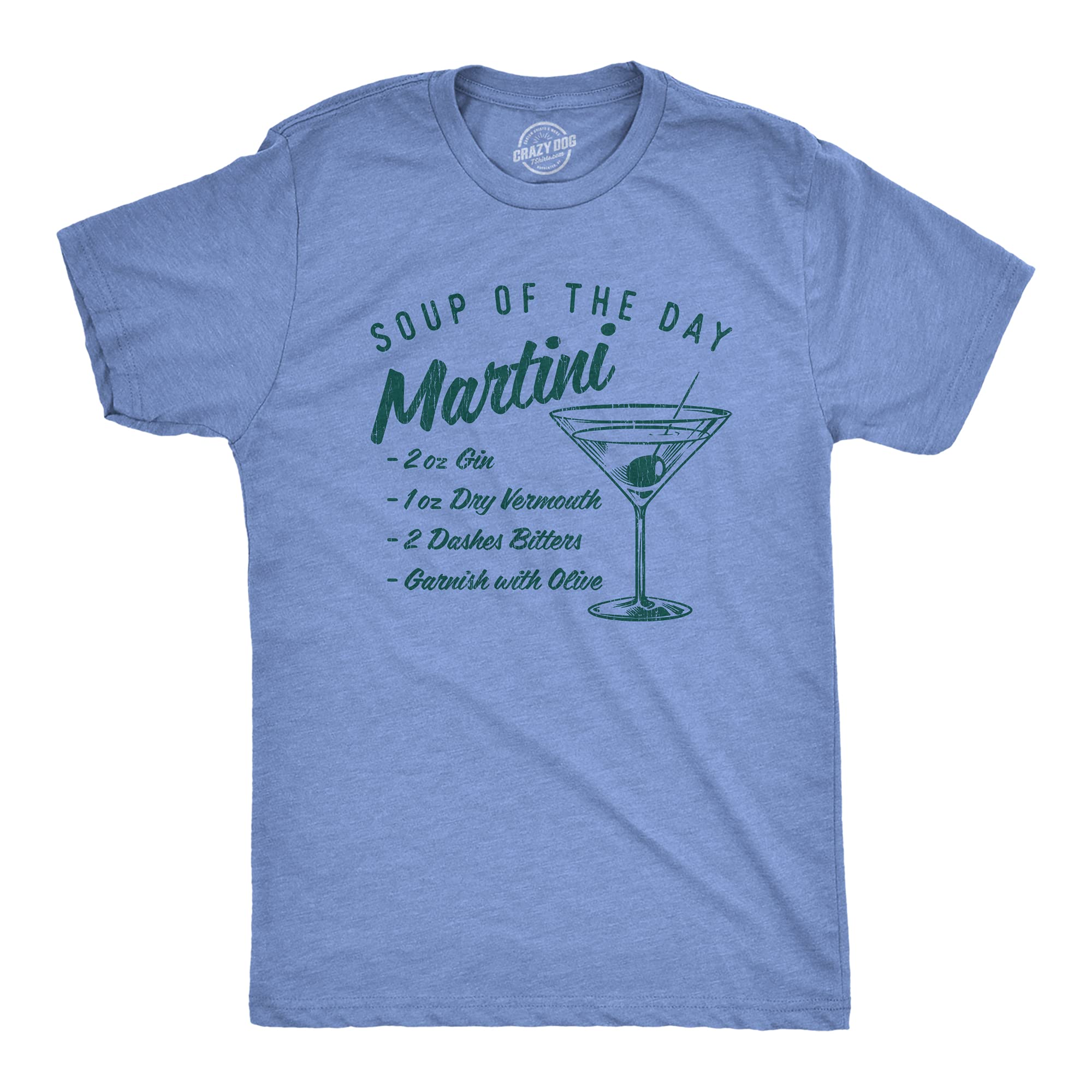 Funny Cocktail Recipe Graphic Tee - Men's Soup of The Day Martini T-Shirt | Mixed Drink Humor Apparel for Parties & Bar Hopping