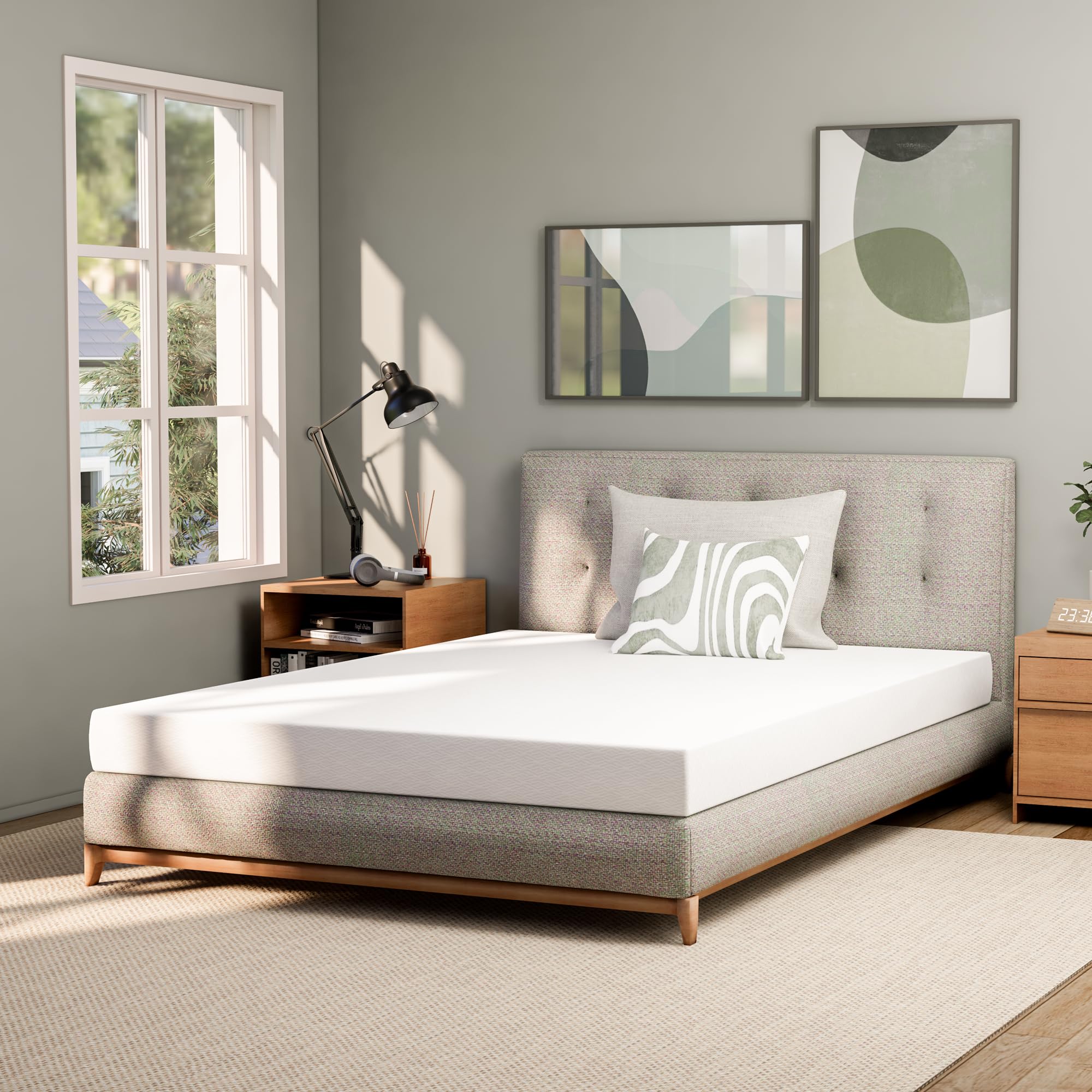6 Inch Full Size Cooling Green Tea Memory Foam Mattress - Medium Firm CertiPUR-US Certified, Pressure Relieving & Fiberglass Free - Mattress in a Box for Ultimate Comfort - Perfect for Guest Rooms, Dorms & Small Spaces