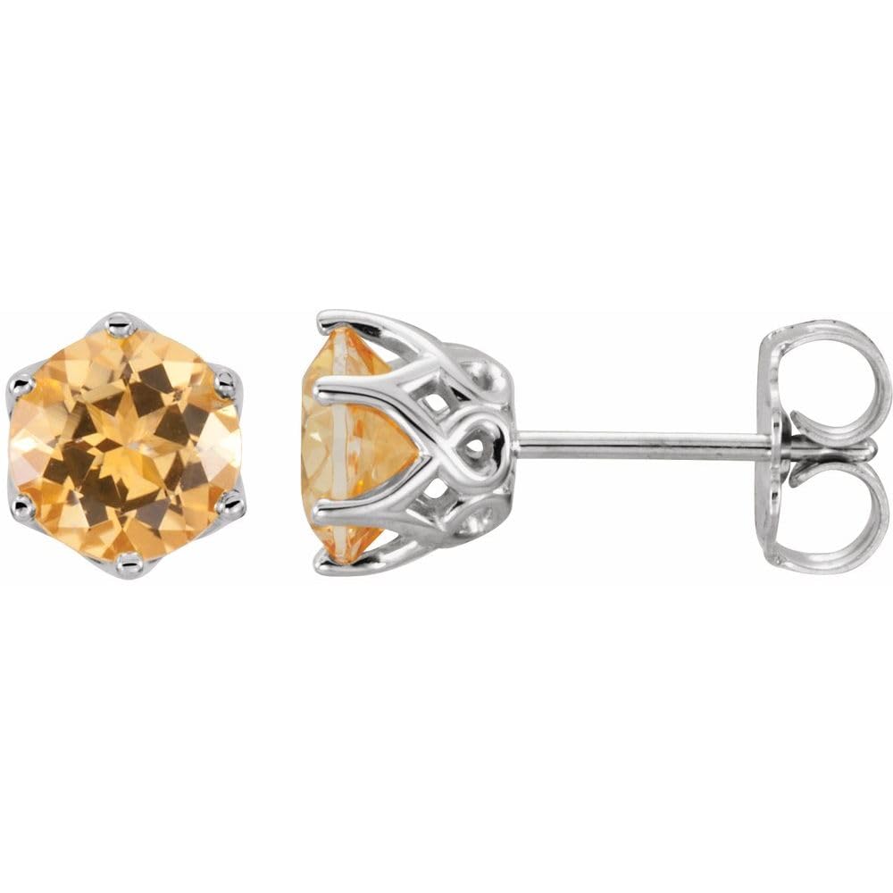 Natural Honey Topaz Stud Earrings for Women – 14K Gold Plated Elegant Jewelry Gift for Birthday, Anniversary & Special Occasions