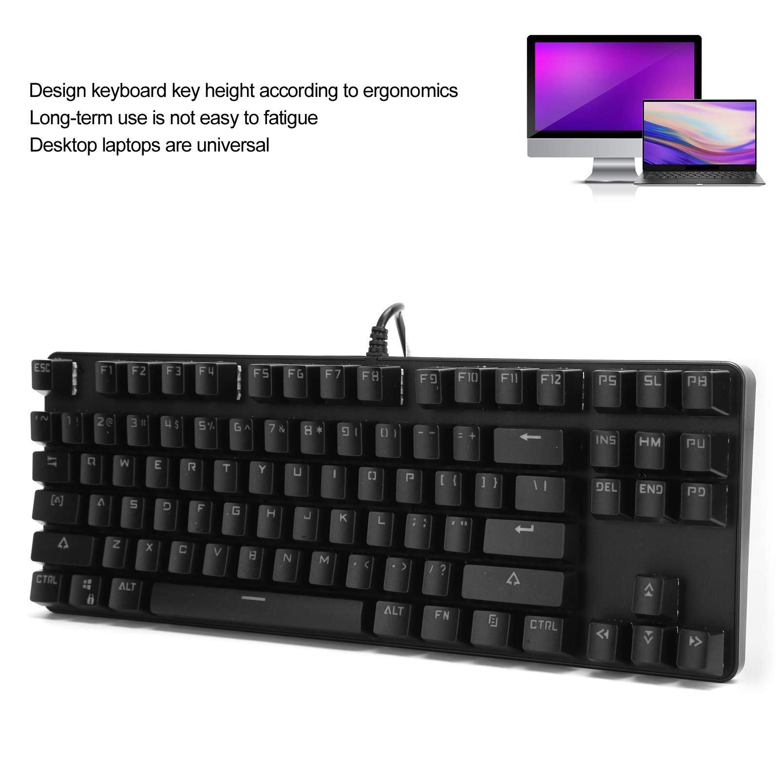 87-Key RGB Backlit Mechanical Keyboard - Full Size Ergonomic Gaming Keyboard for PC, Laptop & Desktop (Black) | Perfect for Office Work, Gaming & Programming