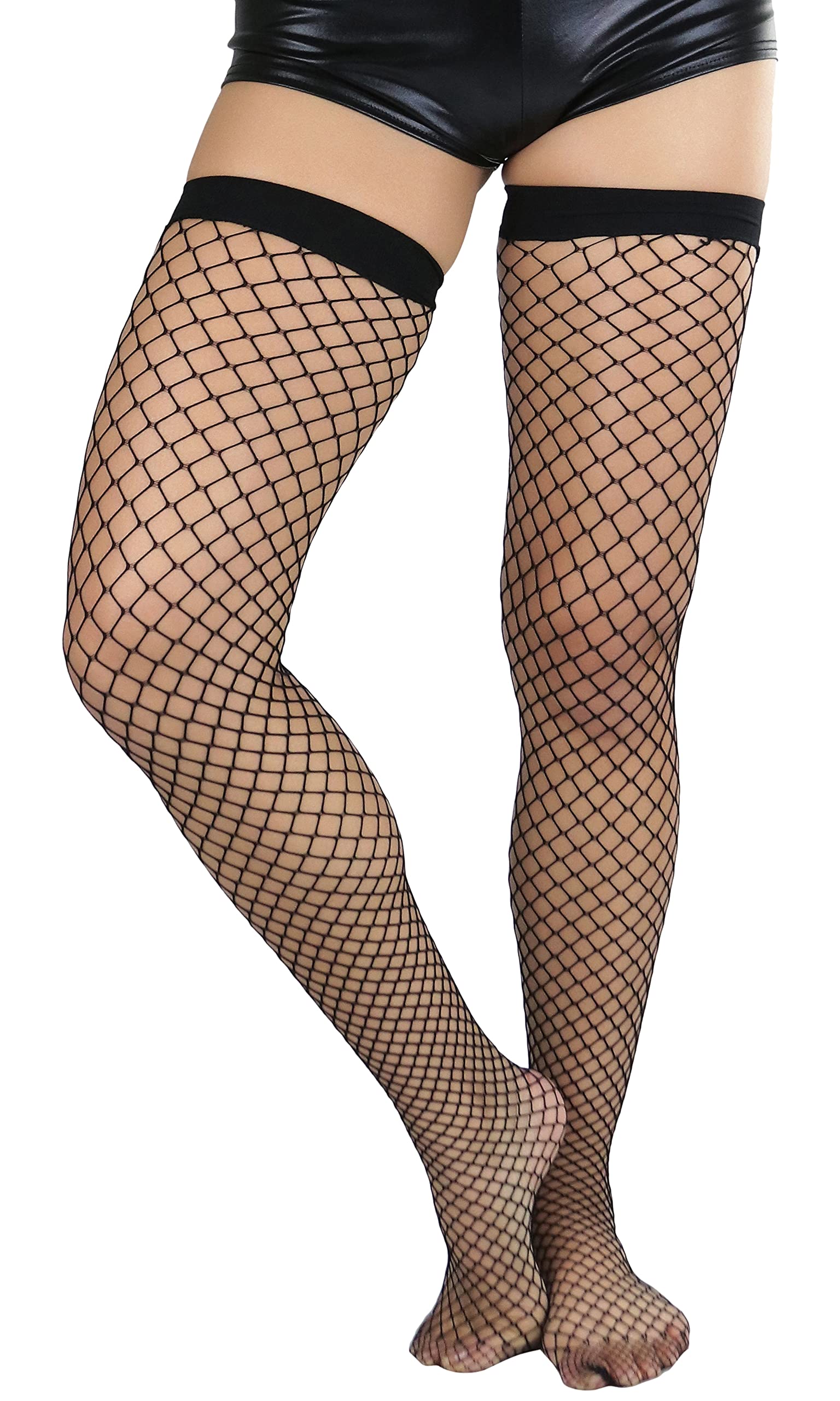 Stylish Women's Fishnet Thigh High Stockings - Bright & Vibrant Fashion Hosiery for Parties, Cosplay & Night Out Outfits