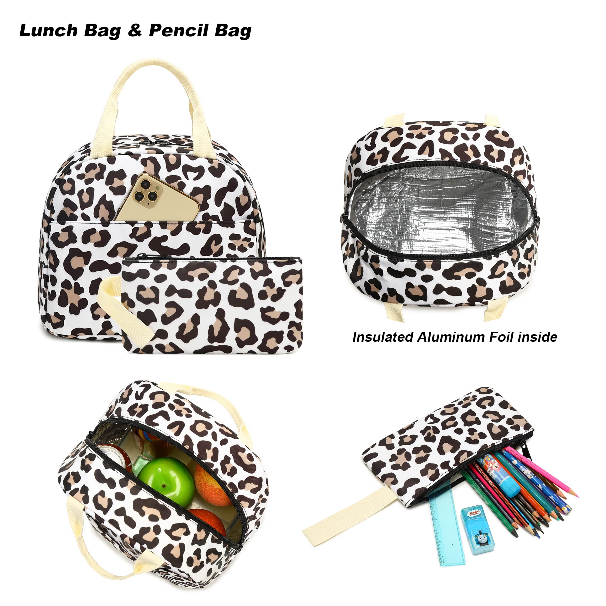 Girls School Backpack Set for Kids & Teens - Waterproof Bookbag with Matching Lunch Box & Pencil Case - Perfect for School, Travel & Daily Use