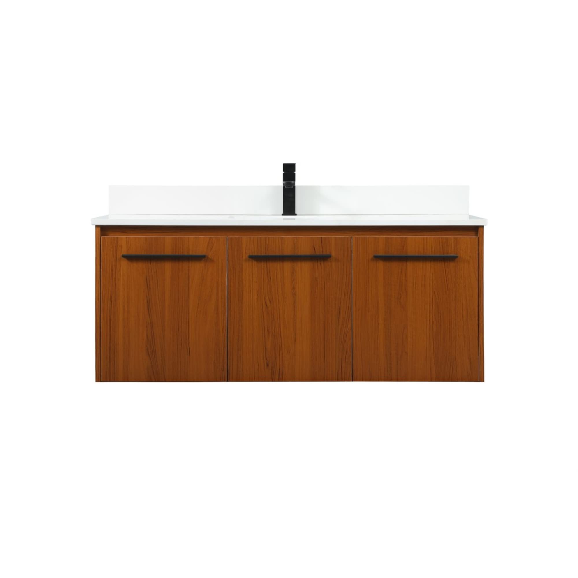 48 Inch Teak Single Bathroom Vanity with Backsplash - Modern Waterproof Bathroom Cabinet for Small Space, Perfect for Apartments and Condos