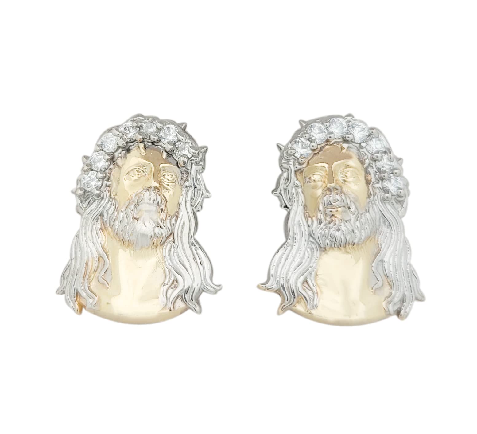 10K Yellow Gold Jesus Earrings for Men - 0.75