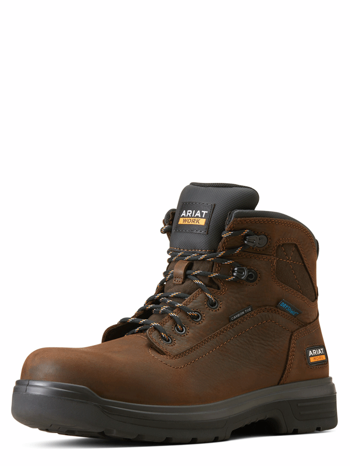 Ariat Men's Turbo Waterproof Carbon Toe Work Boot - Rich Brown | Durable Safety Footwear for Construction, Farming & Outdoor Work