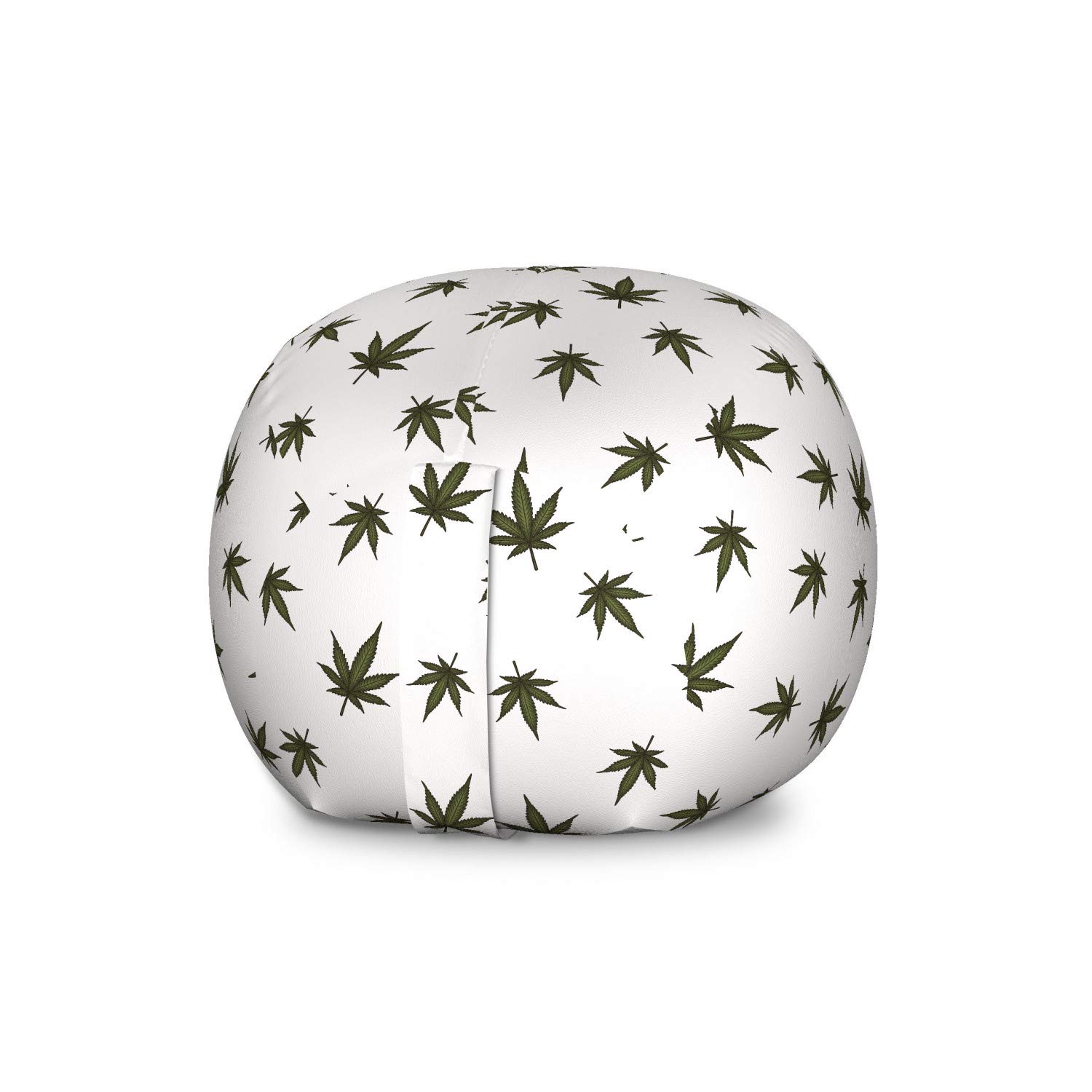Ambesonne Large Storage Toy Bag Chair with Botanical Leaves & Flowering Plant Design, Dark Green & White Hemp Pattern, Washable Stuffed Animal Organizer - Perfect for Kids' Room, Nursery, Playroom & Dorm Organization