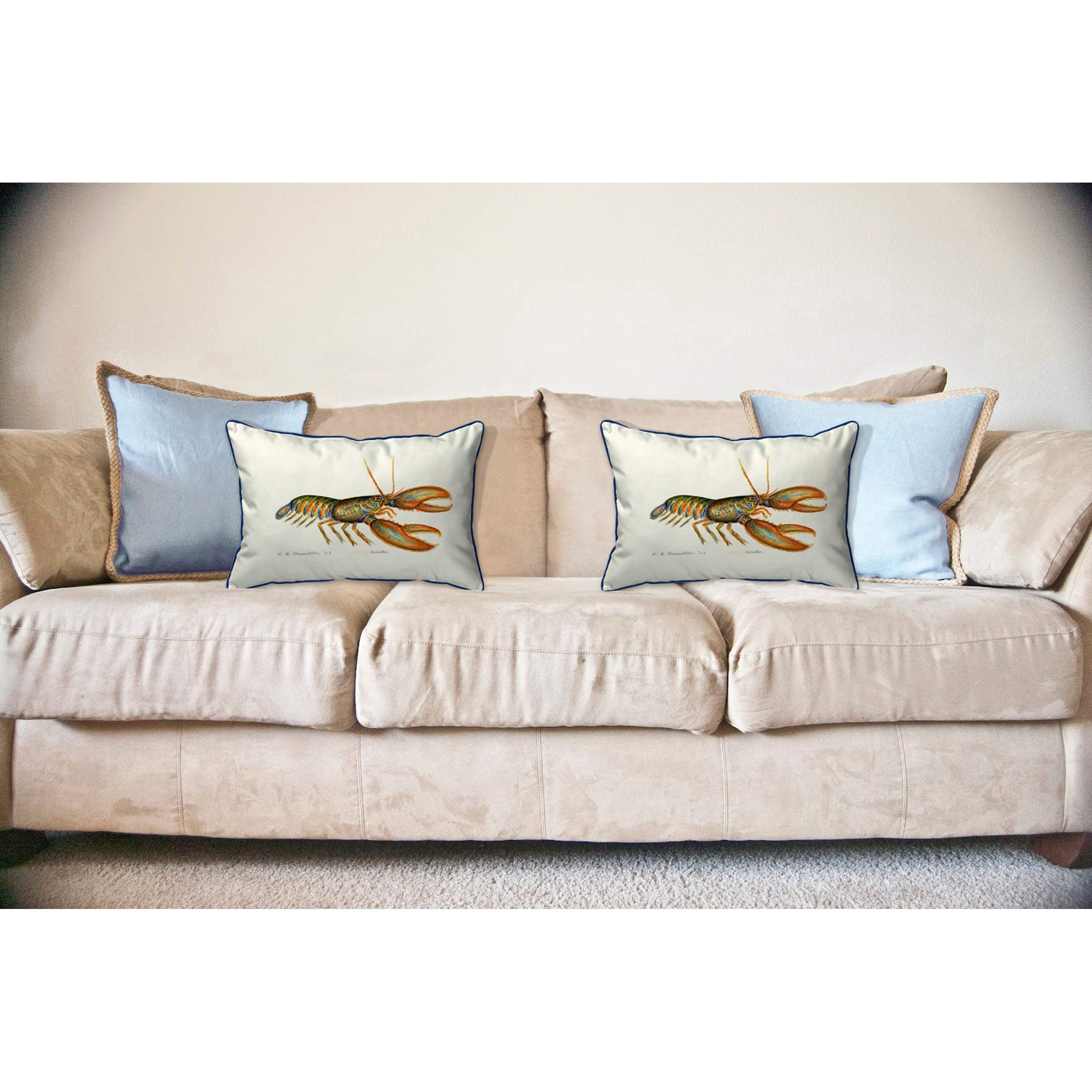 Betsy Drake Lobster Pillow - 16x20 Inch Soft Decorative Throw Pillow for Couch, Bed, Sofa - Perfect for Coastal, Nautical & Beach House Decor