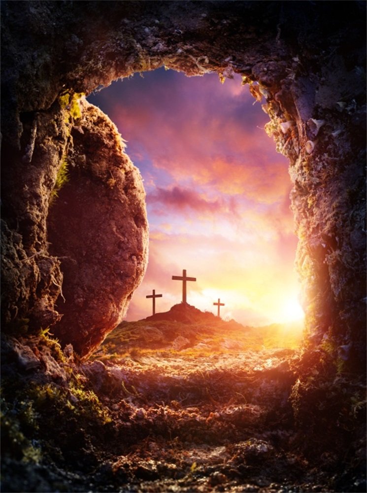 5X7FT Jesus Resurrection Holy Light Cross Backdrop - Fairy Tale Weathered Arch Gate Vinyl Photography Background for Kids & Adults Studio Props | Perfect for Easter, Church Events, Baptisms & Religious Photo Shoots