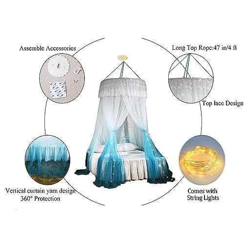 Elegant Pink Mosquito Net Bed Canopy with Lights - Round Dome Bed Curtain for Bedroom Decoration, Perfect for Romantic Nights & Boho Chic Home Decor