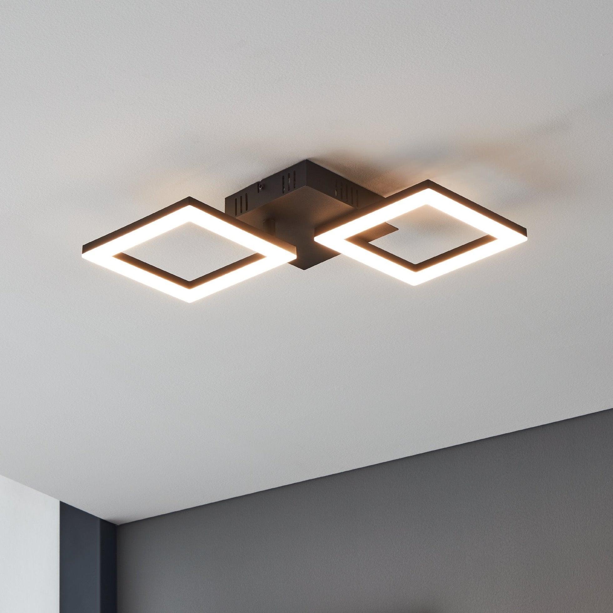 Smart LED Ceiling Light - Eglo Connect Paranday Z, Black & White Flush Mount, Dimmable & Energy Efficient - Perfect for Bedroom, Living Room, or Office Lighting