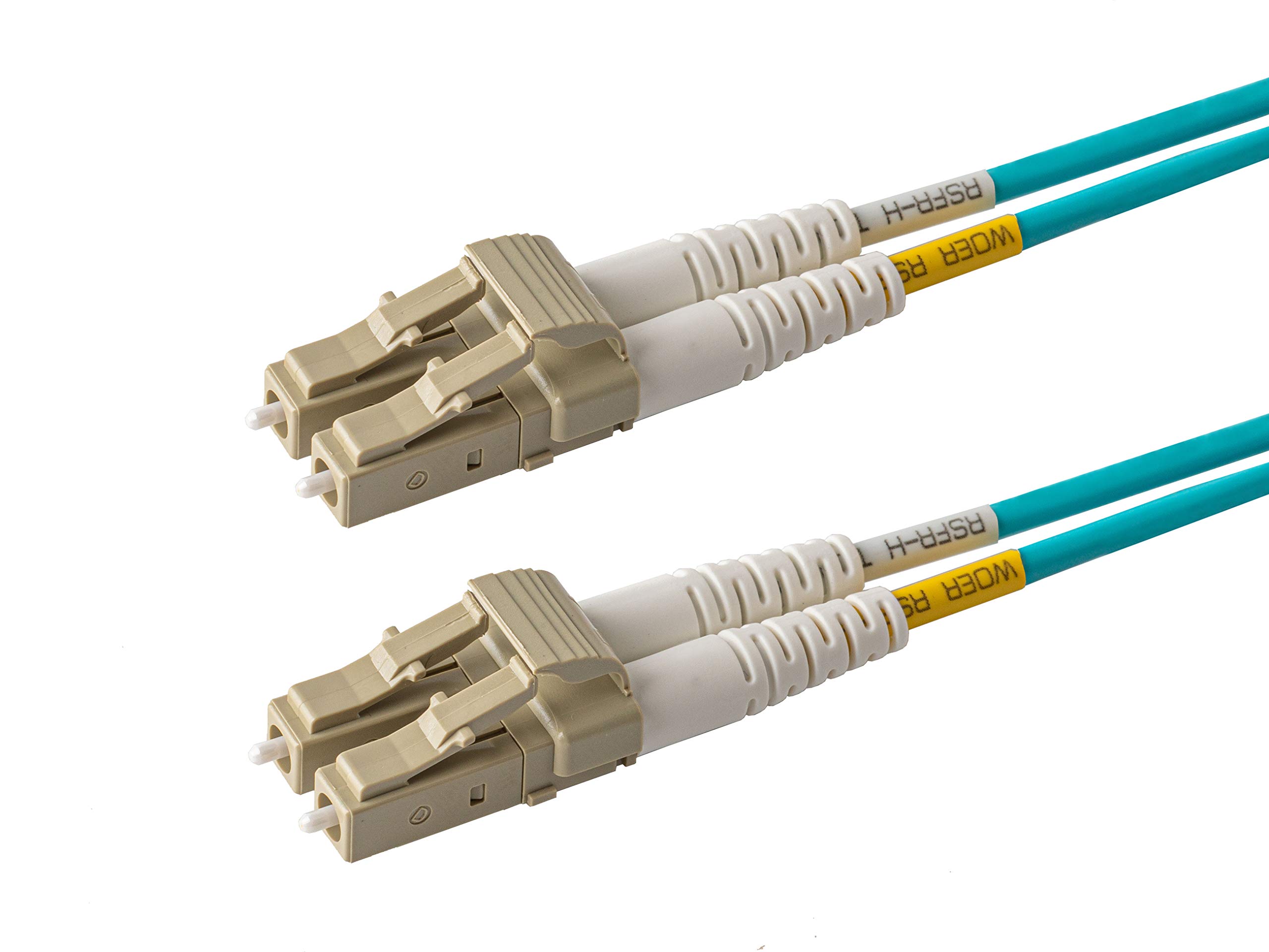 SpeedyFiberTX 10G OM3 Multimode Fiber Patch Cable 300ft - LC to LC Duplex, 50/125 Aqua LSZH Slim Zipcord for Data Centers, Server Rooms & High-Speed Networking