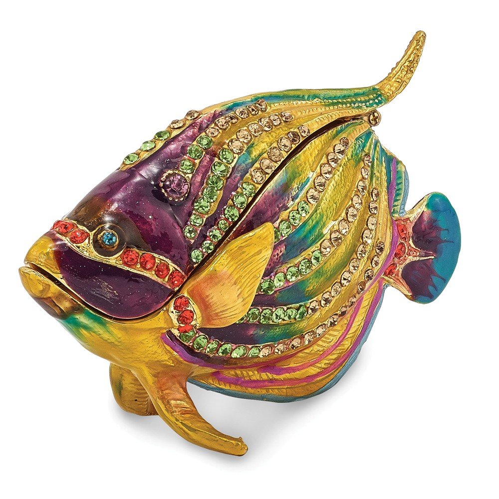 Handcrafted Pewter Kaleidoscope Fish Jewelry Box - Vintage Decorative Trinket Storage for Rings, Earrings & Small Keepsakes | Perfect Gift for Collectors & Home Décor