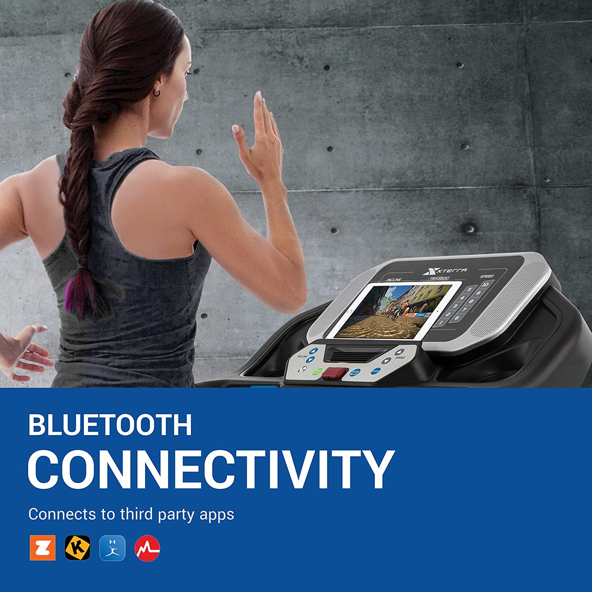 XTERRA Fitness Sport Series Premium Folding Smart Treadmill - Bluetooth Enabled with XTERRA+ App, Adjustable Speed & Incline, Cushioned Running Deck for Home Gym & Cardio Workouts - Perfect for Running, Walking & Indoor Fitness Training